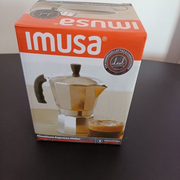 IMUSA ALUMINUM ESPRESSO STOVETOP COFFEEMAKER  3 CUP - Picture 1 of 5